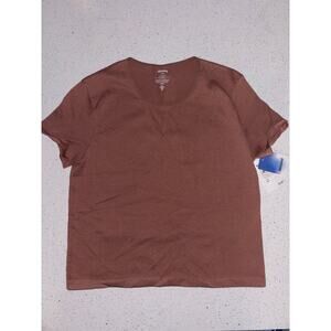 Abound Ribbed Short Sleeve Top – Brown Topaz – Size L/XL – NWT